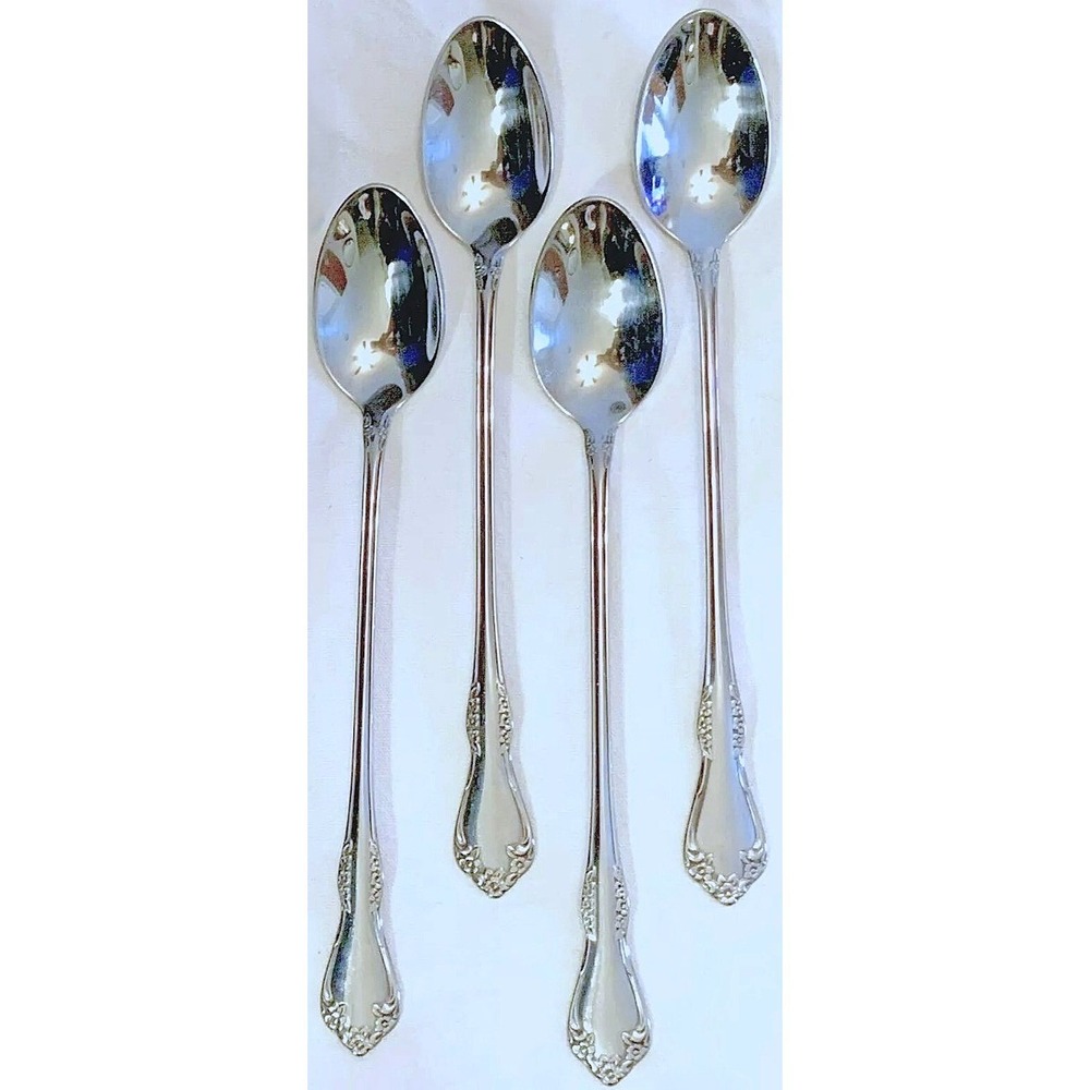 4 Oneida Deluxe Stainless WM. Rogers MANSFIELD Iced Teaspoons Spoons 1990's NOS